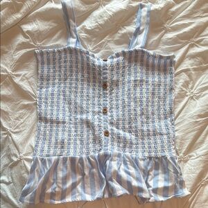 Blue and White Striped Girls Top